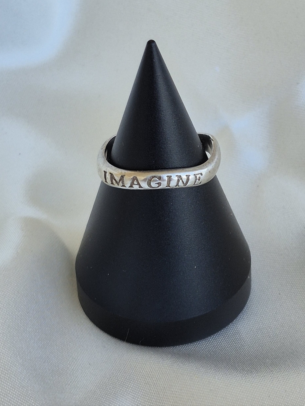 Imagine Engraved Sterling Silver Ring - Inspirational Band Sz 6 3/4